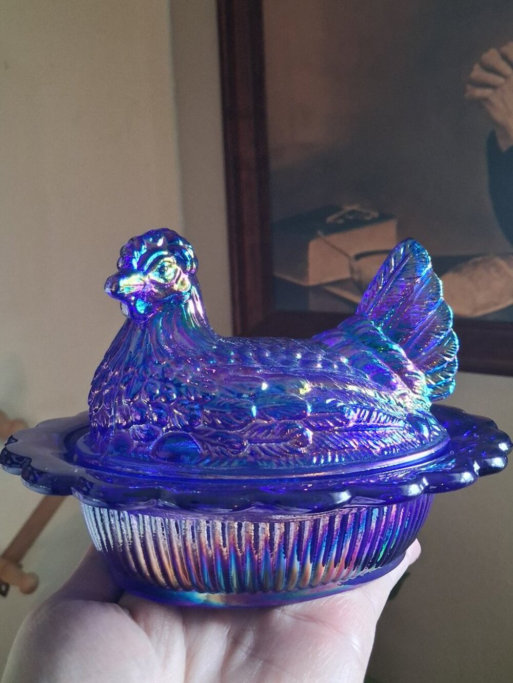 Mosser Cobalt Carnival Hen on Nest